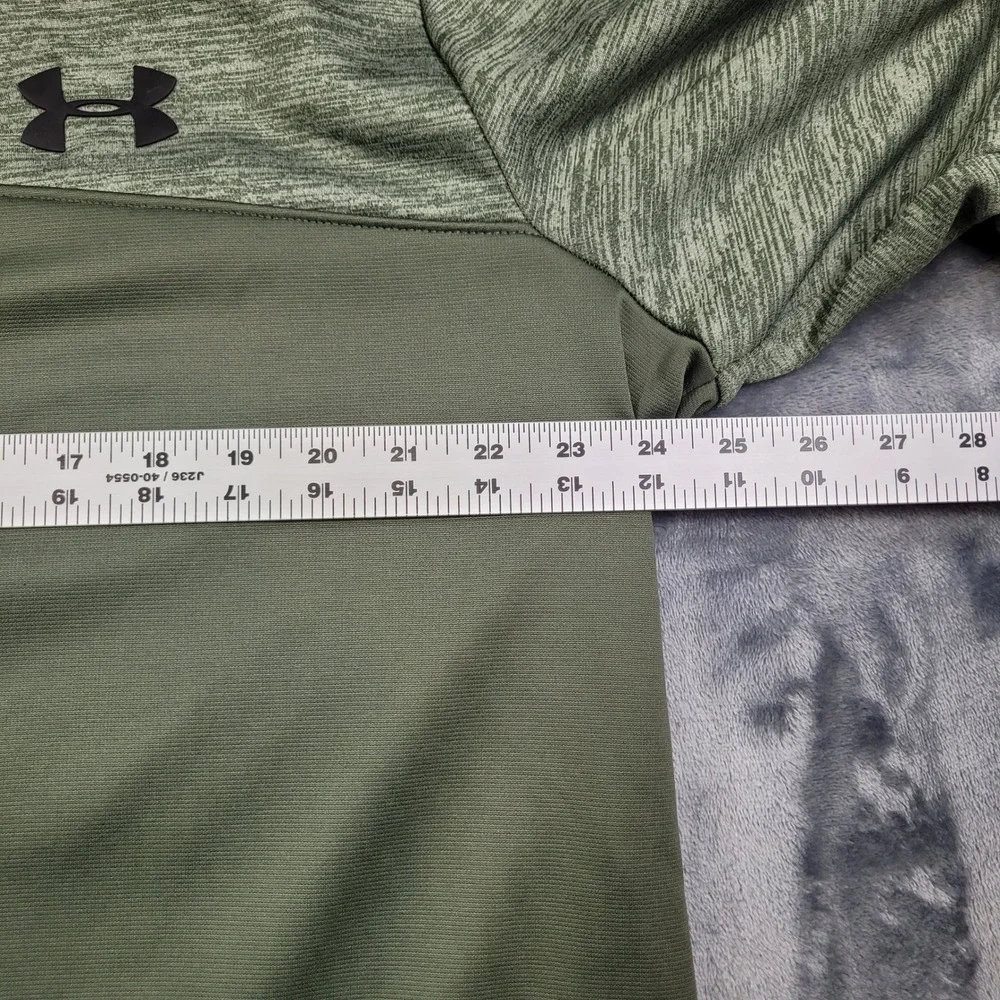 Under Armour ColdGear Mens XL Quarter Zip Pullover Olive Green Heathered Loose